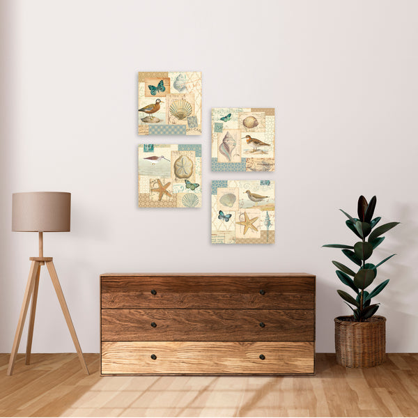 Quadri Stampa su Tela con Telaio in Legno 4 pezzi Stile vintage