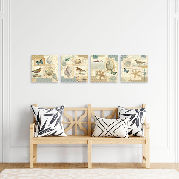 Quadri Stampa su Tela con Telaio in Legno 4 pezzi Stile vintage