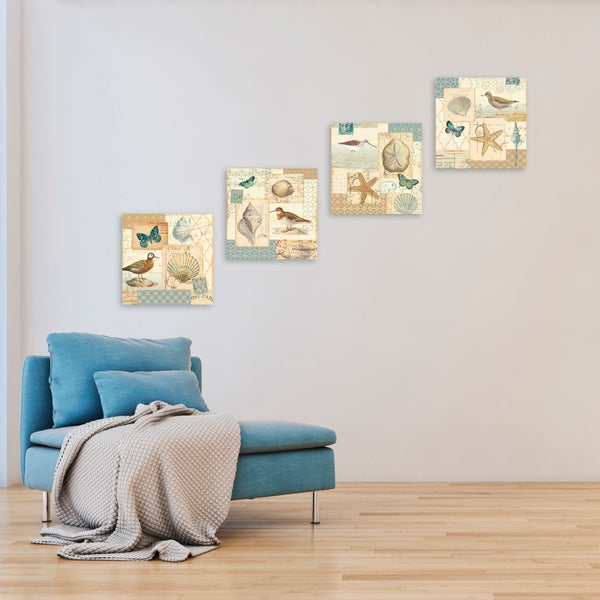 Quadri Stampa su Tela con Telaio in Legno 4 pezzi Stile vintage