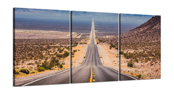 Quadri Stampa su Tela con Telaio in Legno 3 pezzi Route 66 America