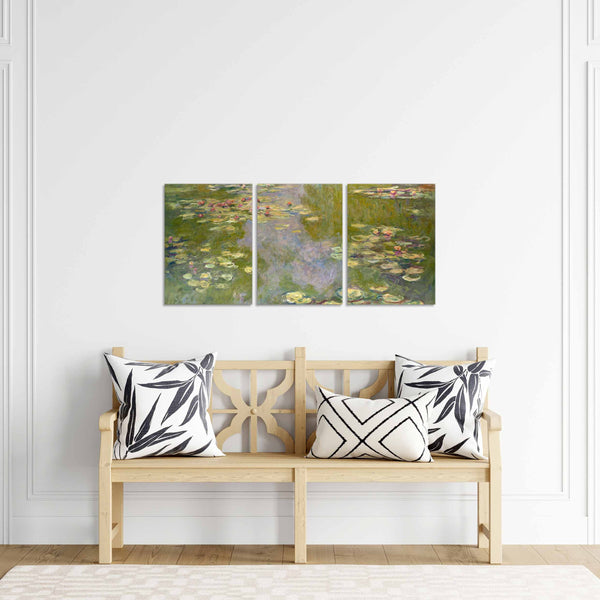 Quadri Stampa su Tela con Telaio in Legno 3 pezzi Claude Monet Ninfee