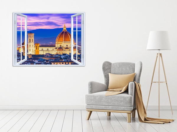 Quadro Finestra firenze 100x75 cm Stampa su Tela con Telaio in Legno Arredamento Arte Arredo Moderno - Made in Italy