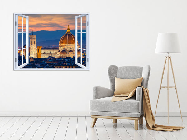 Quadro Finestra firenze 100x75 cm Stampa su Tela con Telaio in Legno Arredamento Arte Arredo Moderno - Made in Italy