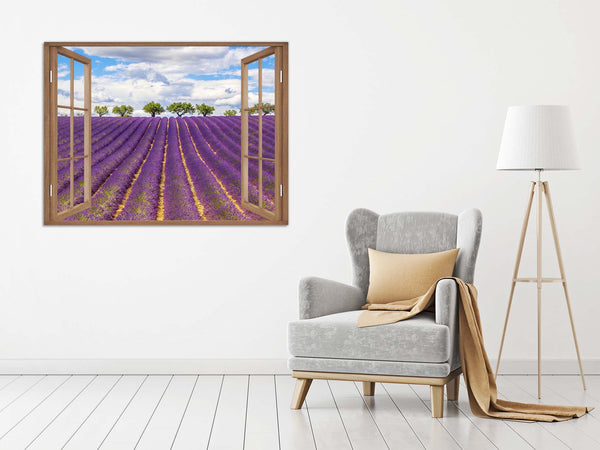 Quadro Finestra paesaggio provenza 100x75 cm Stampa su Tela con Telaio in Legno Arredamento Arte Arredo Moderno - Made in Italy
