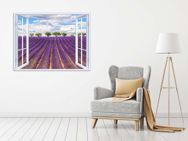 Quadro Finestra paesaggio provenza 100x75 cm Stampa su Tela con Telaio in Legno Arredamento Arte Arredo Moderno - Made in Italy