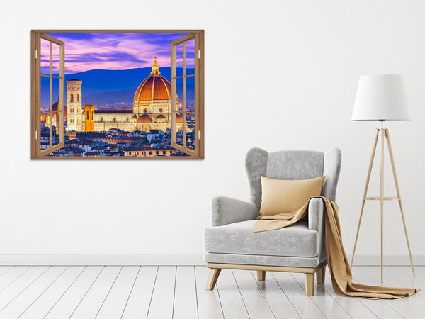 Quadro Finestra firenze 100x75 cm Stampa su Tela con Telaio in Legno Arredamento Arte Arredo Moderno - Made in Italy