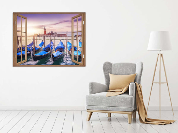 Quadro Finestra venezia 100x75 cm Stampa su Tela con Telaio in Legno Arredamento Arte Arredo Moderno - Made in Italy