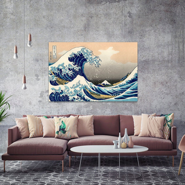The Big Wave by Katsushika Hokusai Japanese Art - Canvas Wall Art Framed Print - Various Sizes