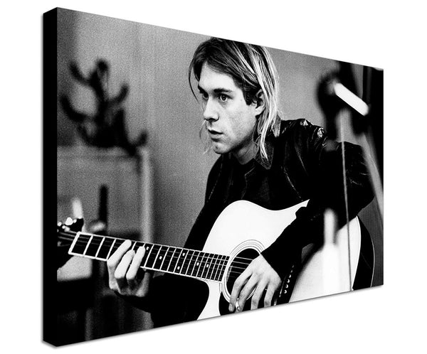 Kurt Cobain Smoking - Nirvana - Canvas Wall Art Framed Print - Various Sizes