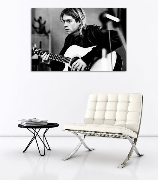 Kurt Cobain Smoking - Nirvana - Canvas Wall Art Framed Print - Various Sizes