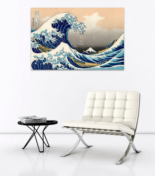The Big Wave by Katsushika Hokusai Japanese Art - Canvas Wall Art Framed Print - Various Sizes