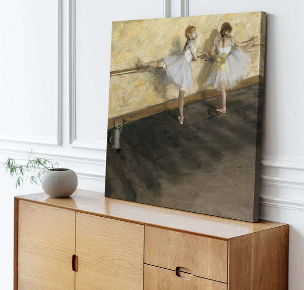 Quadro Stampa su Tela con Telaio in Legno Edgar Degas - Dancers Practicing at the Barre