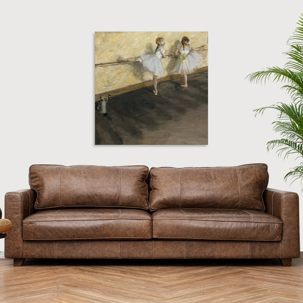 Quadro Stampa su Tela con Telaio in Legno Edgar Degas - Dancers Practicing at the Barre