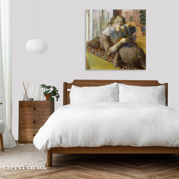 Quadro Stampa su Tela con Telaio in Legno Edgar Degas - At the Milliner’s