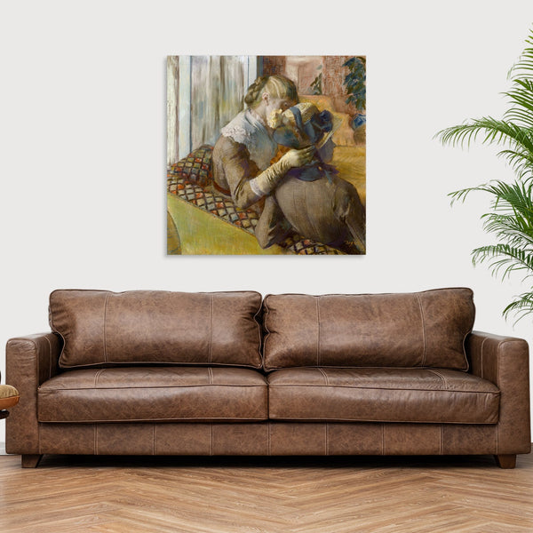 Quadro Stampa su Tela con Telaio in Legno Edgar Degas - At the Milliner’s