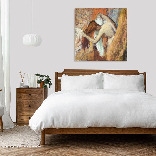 Quadro Stampa su Tela con Telaio in Legno Edgar Degas - Naked lady Woman at Her Toilette