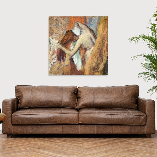 Quadro Stampa su Tela con Telaio in Legno Edgar Degas - Naked lady Woman at Her Toilette