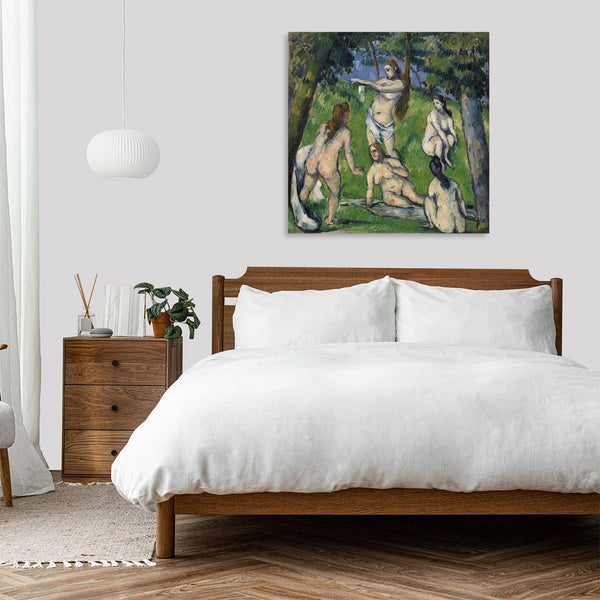 Quadro Stampa su Tela con Telaio in Legno Paul Cezanne - Five Bathers