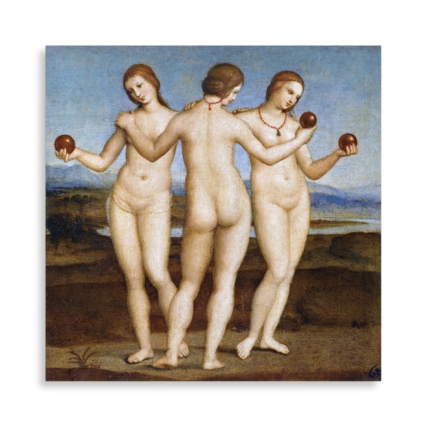 Quadro Stampa su Tela con Telaio in Legno Raffaello Sanzio - Three Graces