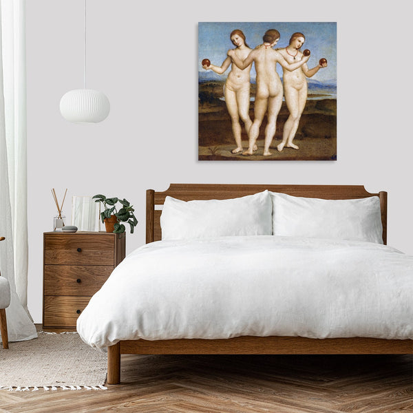 Quadro Stampa su Tela con Telaio in Legno Raffaello Sanzio - Three Graces