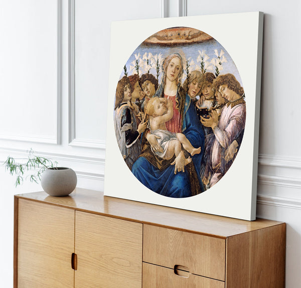 Quadro Stampa su Tela con Telaio in Legno Sandro Botticelli - Mary with the Child and Singing Angels