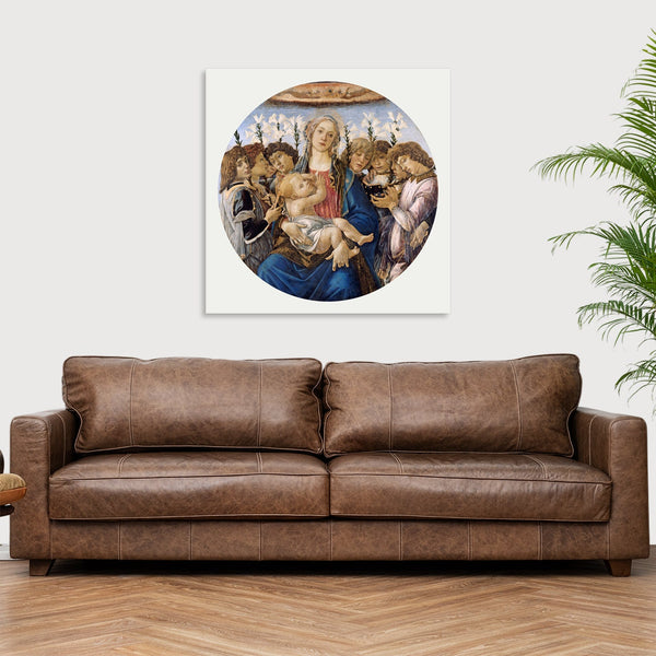 Quadro Stampa su Tela con Telaio in Legno Sandro Botticelli - Mary with the Child and Singing Angels