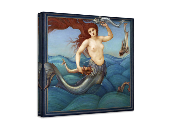 Quadro Stampa su Tela con Telaio in Legno Edward Burne Jones - A Sea-Nymph