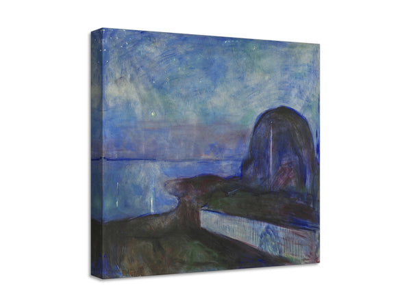 Quadro Stampa su Tela con Telaio in Legno Edvard Munch - Starry Night