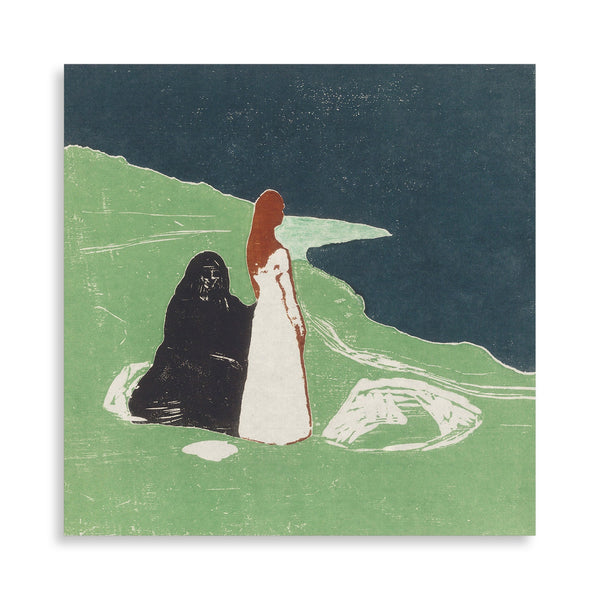 Quadro Stampa su Tela con Telaio in Legno Edvard Munch - Two Women on the Shore