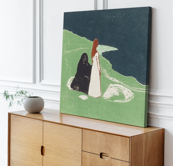 Quadro Stampa su Tela con Telaio in Legno Edvard Munch - Two Women on the Shore