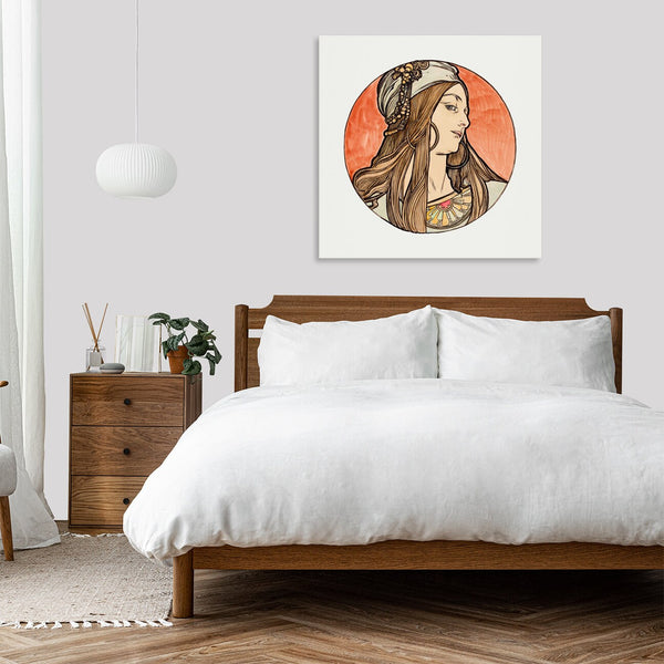 Quadro Stampa su Tela con Telaio in Legno Alphonse Mucha - Stained glass window for the facade of the Fouquet boutique