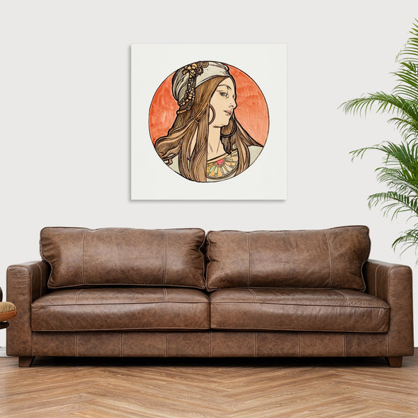 Quadro Stampa su Tela con Telaio in Legno Alphonse Mucha - Stained glass window for the facade of the Fouquet boutique