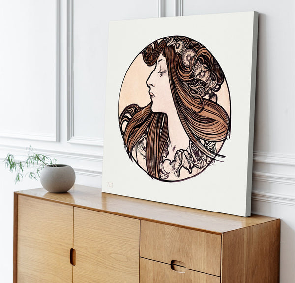 Quadro Stampa su Tela con Telaio in Legno Alphonse Mucha - Stained glass window for the facade of the Fouquet boutique