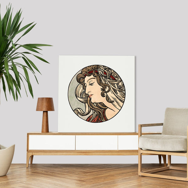Quadro Stampa su Tela con Telaio in Legno Alphonse Mucha - Stained glass window for the facade of the Fouquet boutique