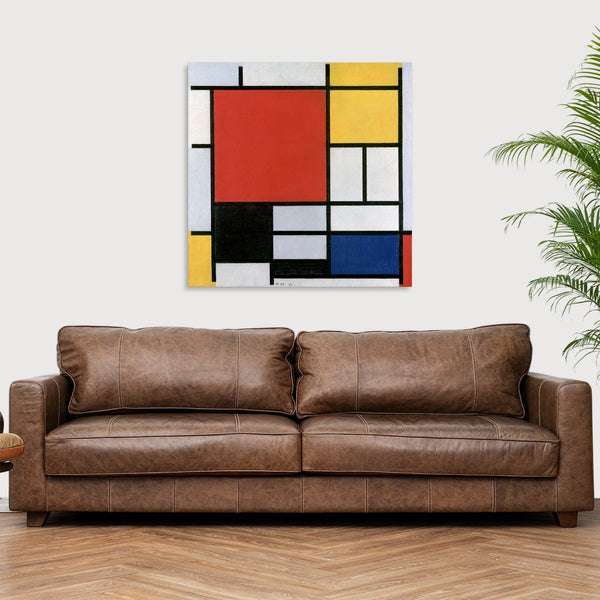 Quadro Stampa su Tela con Telaio in Legno Piet Mondrian - Composition with Red, Yellow, Blue, and Black