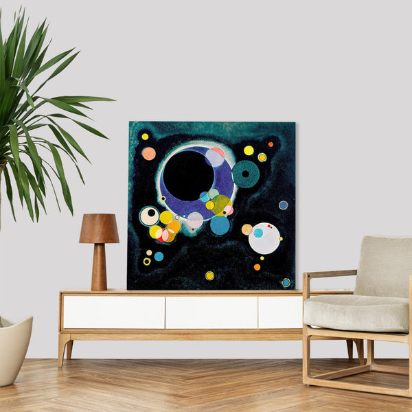Quadro Stampa su Tela con Telaio in Legno Wassily Kandinsky - Sketch for Several Circles