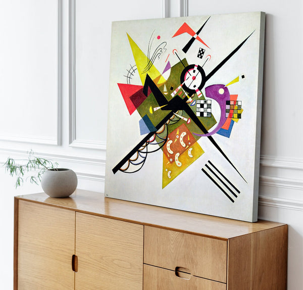 Quadro Stampa su Tela con Telaio in Legno Wassily Kandinsky - On White II