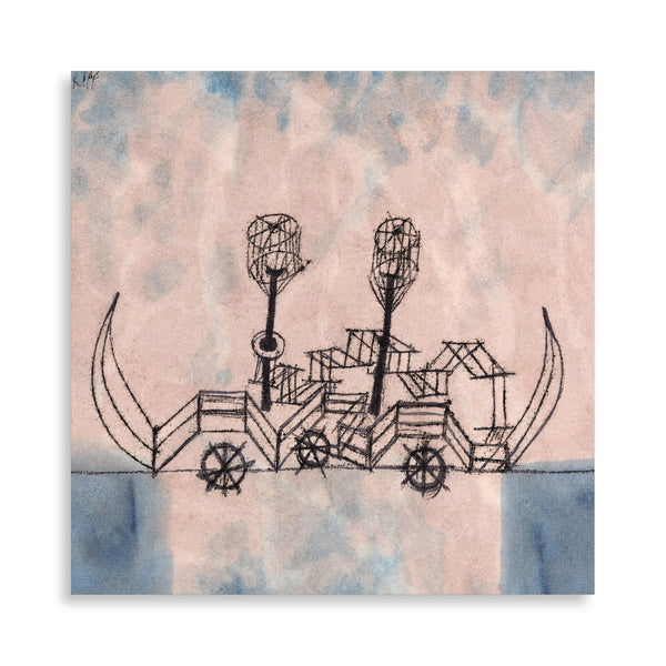 Quadro Stampa su Tela con Telaio in Legno Paul Klee - Old Steamboat