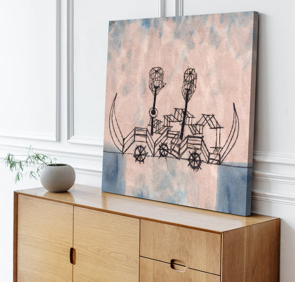 Quadro Stampa su Tela con Telaio in Legno Paul Klee - Old Steamboat