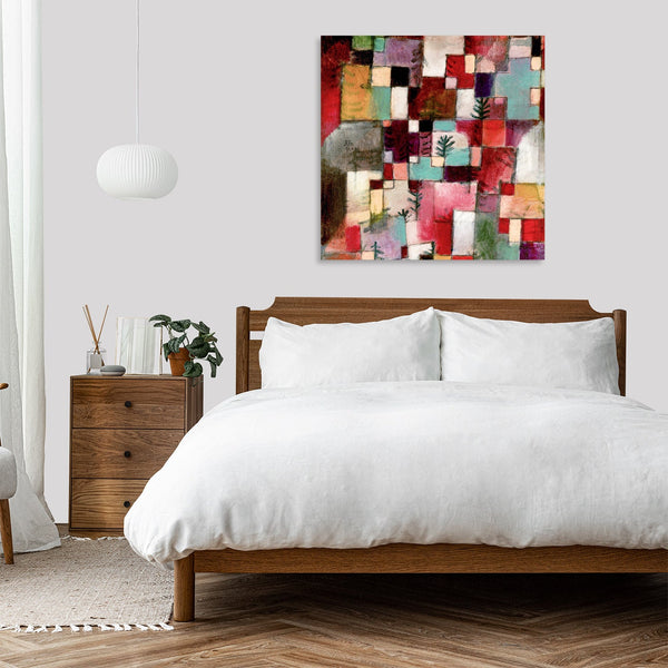 Quadro Stampa su Tela con Telaio in Legno Paul Klee - Red green and Violet–Yellow Rhythms
