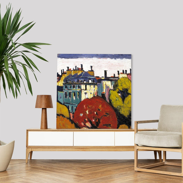 Quadro Stampa su Tela con Telaio in Legno Henry Lyman Sayen - Landscape, Paris