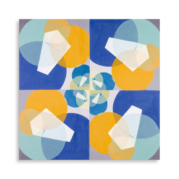 Quadro Stampa su Tela con Telaio in Legno Joseph Schillinger - Green Squares