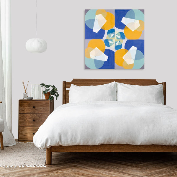 Quadro Stampa su Tela con Telaio in Legno Joseph Schillinger - Green Squares