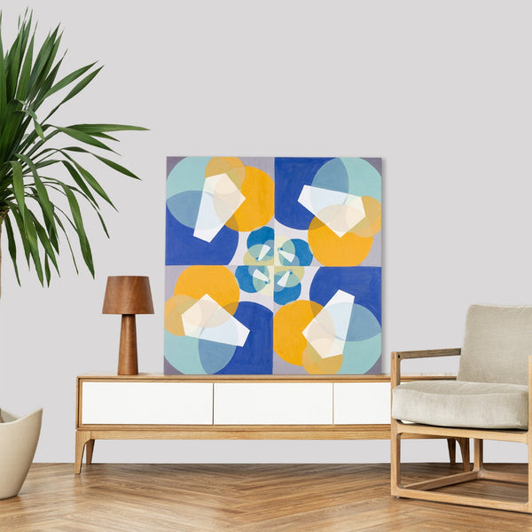 Quadro Stampa su Tela con Telaio in Legno Joseph Schillinger - Green Squares