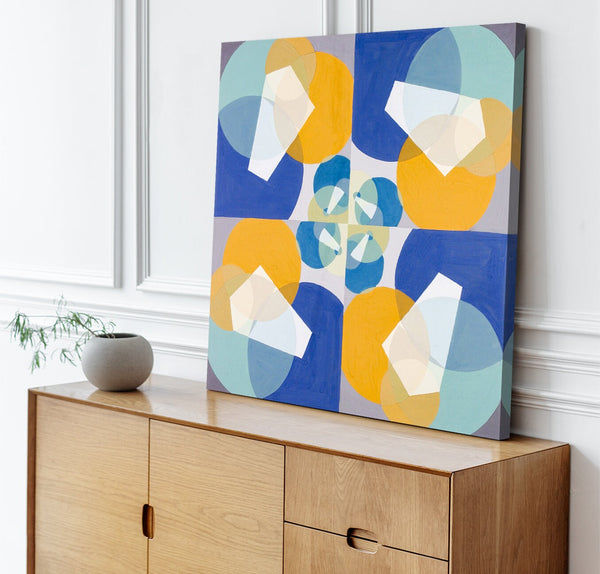 Quadro Stampa su Tela con Telaio in Legno Joseph Schillinger - Green Squares