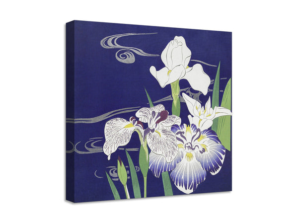 Quadro Stampa su Tela con Telaio in Legno Kogyo Tsukioka - Irises