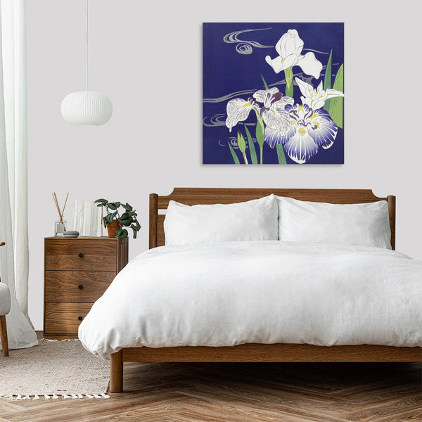 Quadro Stampa su Tela con Telaio in Legno Kogyo Tsukioka - Irises
