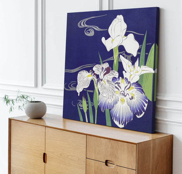 Quadro Stampa su Tela con Telaio in Legno Kogyo Tsukioka - Irises