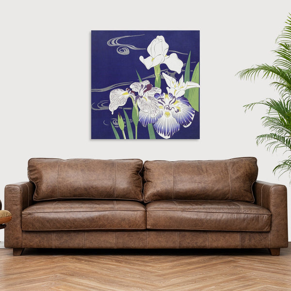Quadro Stampa su Tela con Telaio in Legno Kogyo Tsukioka - Irises
