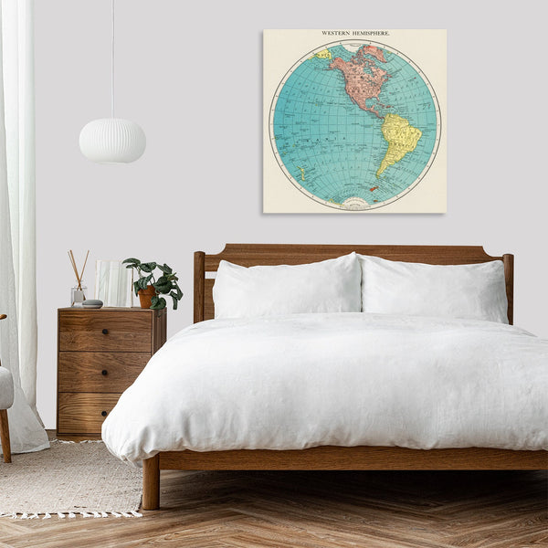 Quadro Stampa su Tela con Telaio in Legno Western Hemisphere